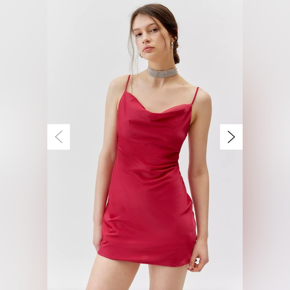 LIKE NEW - Urban Outfitters Mallory Cowl Neck Slip Dress Size Small in Red Berry